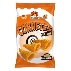 Bolsa pequeña de Cornetes Tofrist, snacks de maíz horneado con forma de cono crujiente, formato individual para fiestas y meriendas