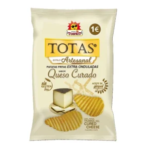 Bolsa de patatas fritas gourmet marca Tofrist sabor Queso Curado, snack crujiente con sabor intenso para aperitivos seleccionados
