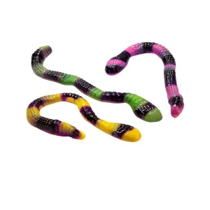 Gominolas gigantes con forma de serpiente anaconda en colores brillantes y llamativos.