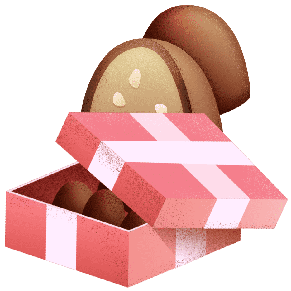 caja rosa con dulces