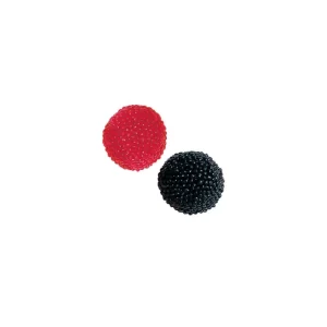 gominolas clásicas con forma de moras en colores rojo y negro, recubiertas de bolitas de azúcar crujientes
