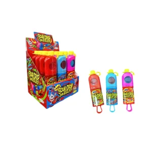 caramelo con palo y aplicador de gel líquido ácido disponible en diferentes sabores