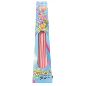 Cañitas de pica-pica color rosa con azúcar, perfectas para decoración de candy bar en bautizos, comuniones y fiestas de revelación de sexo