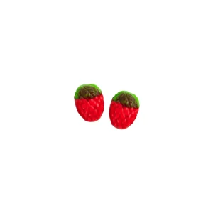 Gominolas con forma de fresas silvestres de Vidal con cobertura brillante de goma roja y verde y un jugoso relleno líquido en su interior.