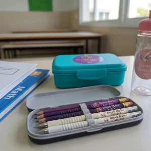 Packs de pegatinas de vinilo personalizadas para marcar el material escolar de los niños con diferentes nombres y temáticas