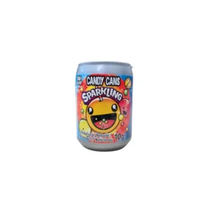 Mini lata de caramelos Candy Cans Sparkling de 10g en color gris con etiqueta colorida de emoticono efervescente